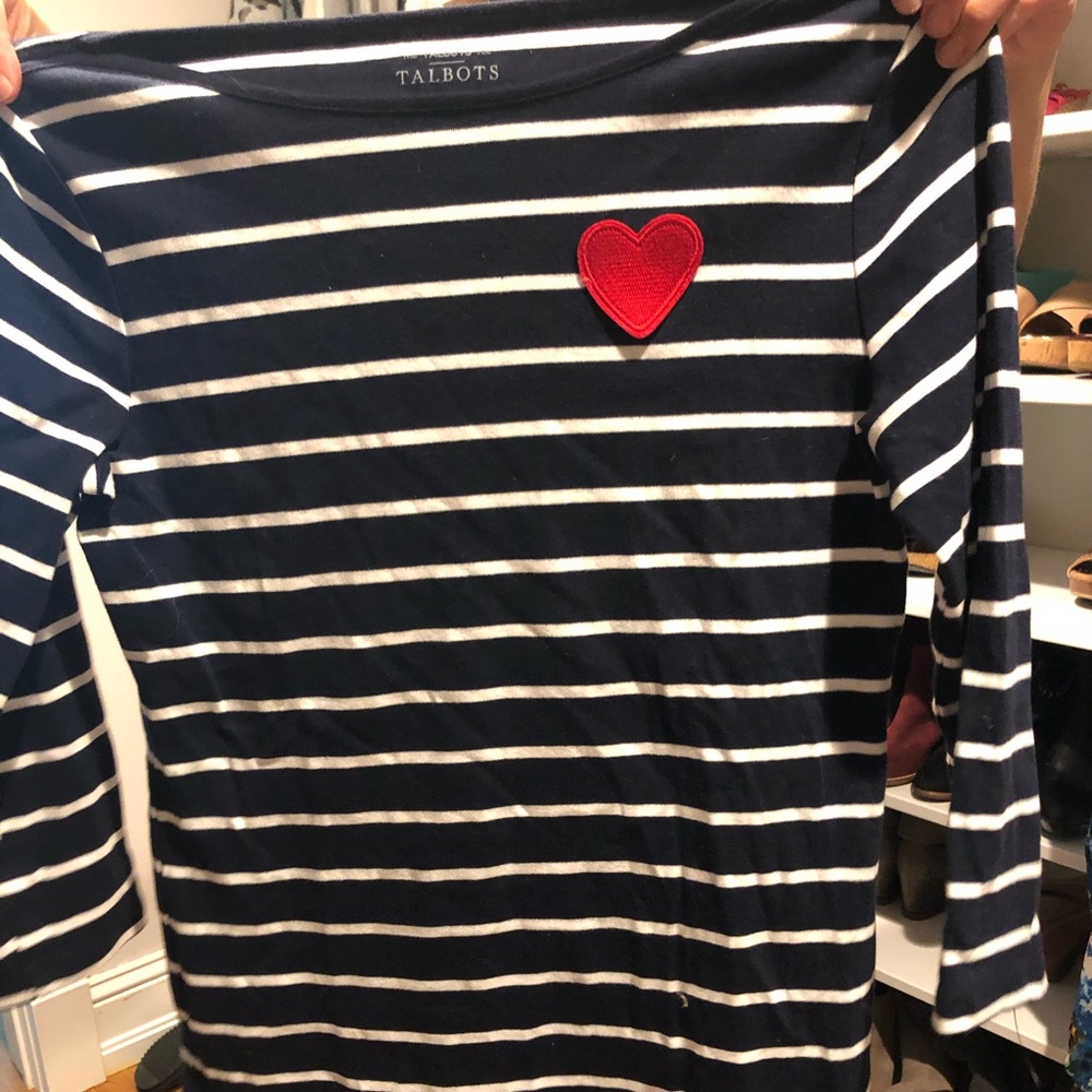 Talbots stripped heart shirt